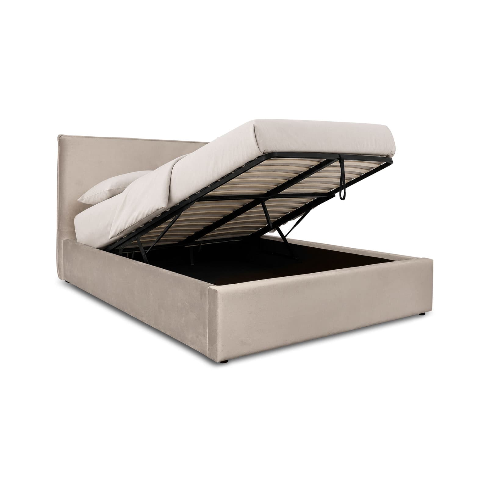 Julia Queen Storage Bed - Velvet Light Fawn